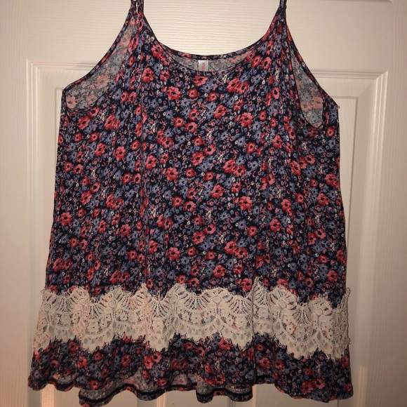 Xhilaration Tops - Flower tank with adjustable straps.